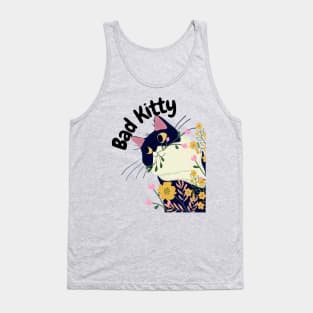 Bad Kitty In Flower Garden Tank Top